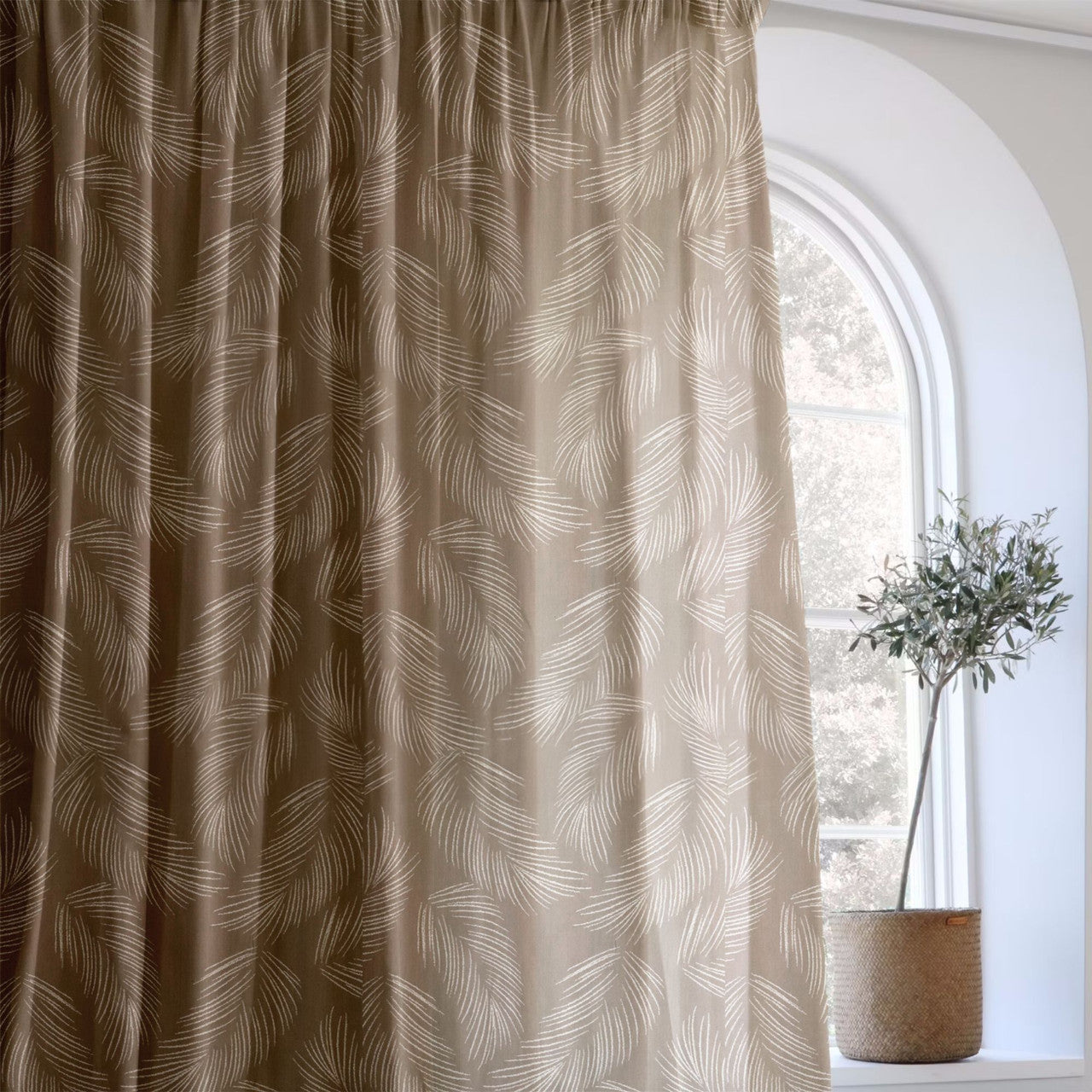 Feather Pattern Cotton Linen Curtains | Skräddarsydda Linnegardiner med Naturinspirerat Mönster