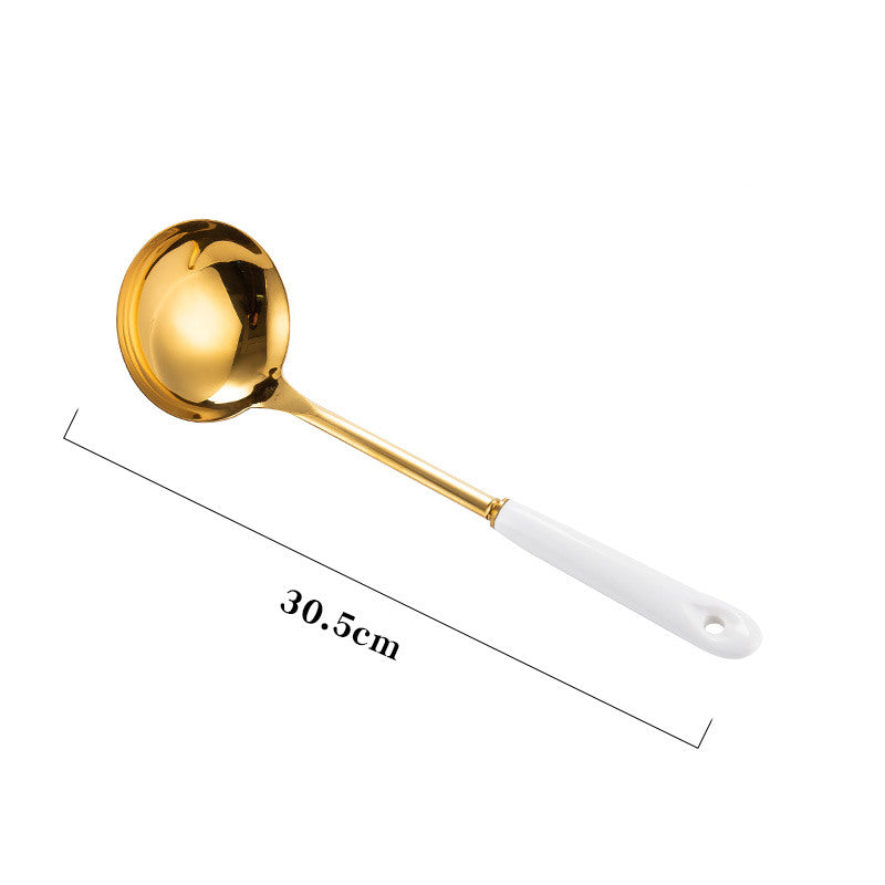 Nordic Stainless Steel Kitchen Utensils Set | Köksredskap i Rostfritt Stål med Keramiska Handtag