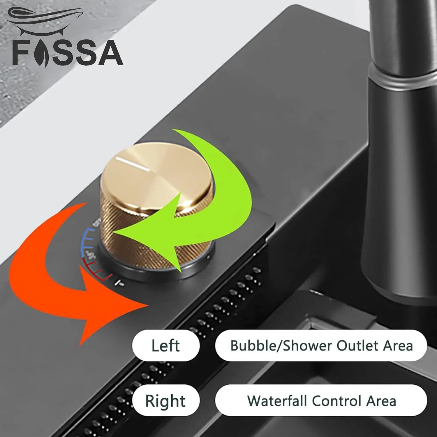 Fossa 32"x18"x10" inch  Single Bowl Premium Waterfall Kitchen Sink Honeycomb Embossed Sink with White Nano Coating, Stainless Steel, Rectangular Workstation, Faucet With All Accessories.-2