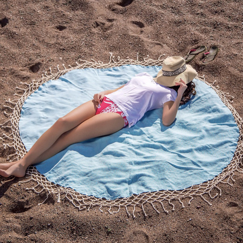 Rund Hamamhandduk – 160 cm | Turkisk Pestemal i 100 % Bomull