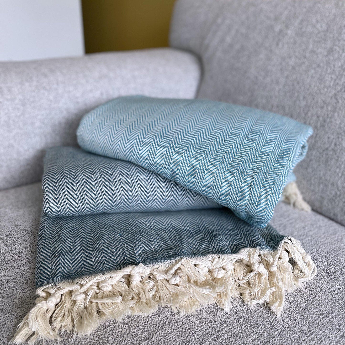 Herringbone Throw Blanket | Handvävd Bomullspläd i Klassisk Stil